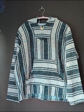 Iguana Jack Vintage 1990s Men's L Blue Hippie Boho Hoodie